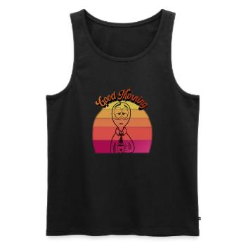 Bonjour? Morgenmuffel, j’adore mon travail T-Shirt - Débardeur bio Premium Homme - noir - Devant - Michal (187cm)