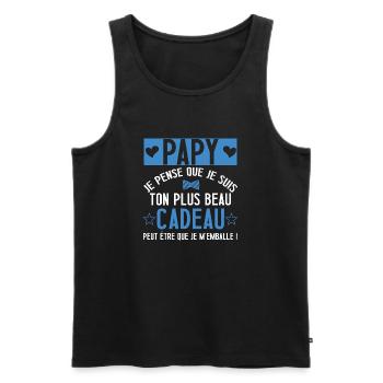 Papy ton plus beau cadeau cadeau grand père - Débardeur bio Premium Homme - noir - Devant - Michal (187cm)