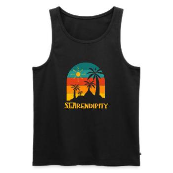 Searendipity Dictons d'été Citations tropicales - Débardeur bio Premium Homme - noir - Devant - Michal (187cm)