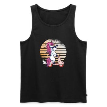 Einhorn auf Motorrad - Männer Premium Bio Tank Top - Schwarz - Vorne - Michal (187cm)