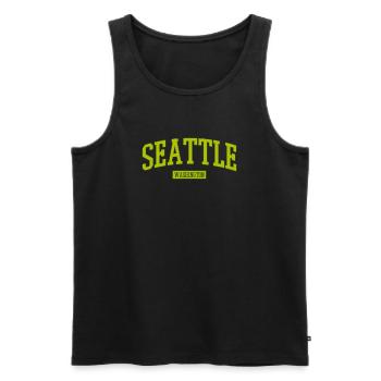 Seattle Washington Schriftzug - Männer Premium Bio Tank Top - Schwarz - Vorne - Michal (187cm)