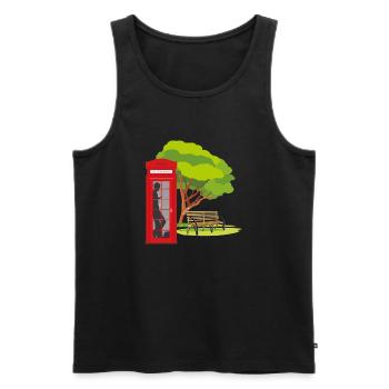 Telefonzelle im Park - Männer Premium Bio Tank Top - Schwarz - Vorne - AI Model Male 178 light (178cm)