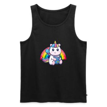Bébé Licorne Arc-en-ciel mignon mignon - Débardeur bio Premium Homme - noir - Devant - AI Model Male 178 light (178cm)