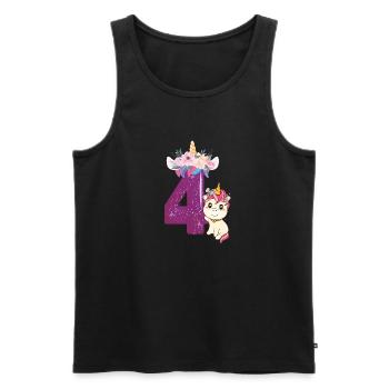 Bébé Licorne Anniversaire Numéro Quatre Arc-en-ciel Mignon - Débardeur bio Premium Homme - noir - Devant - AI Model Male 178 light (178cm)