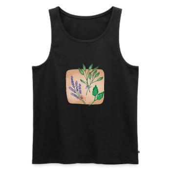 Kräuter - Männer Premium Bio Tank Top - Schwarz - Vorne - Michal (187cm)