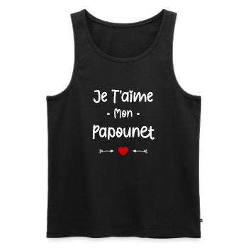 je t'aime mon Papounet - Débardeur bio Premium Homme - noir - Devant - AI Model Male 178 light (178cm)