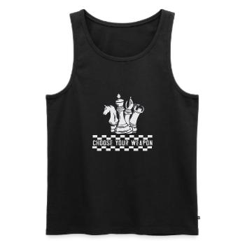 Lusitger Schachspieler Spruch I Schach - Männer Premium Bio Tank Top - Schwarz - Vorne - Michal (187cm)