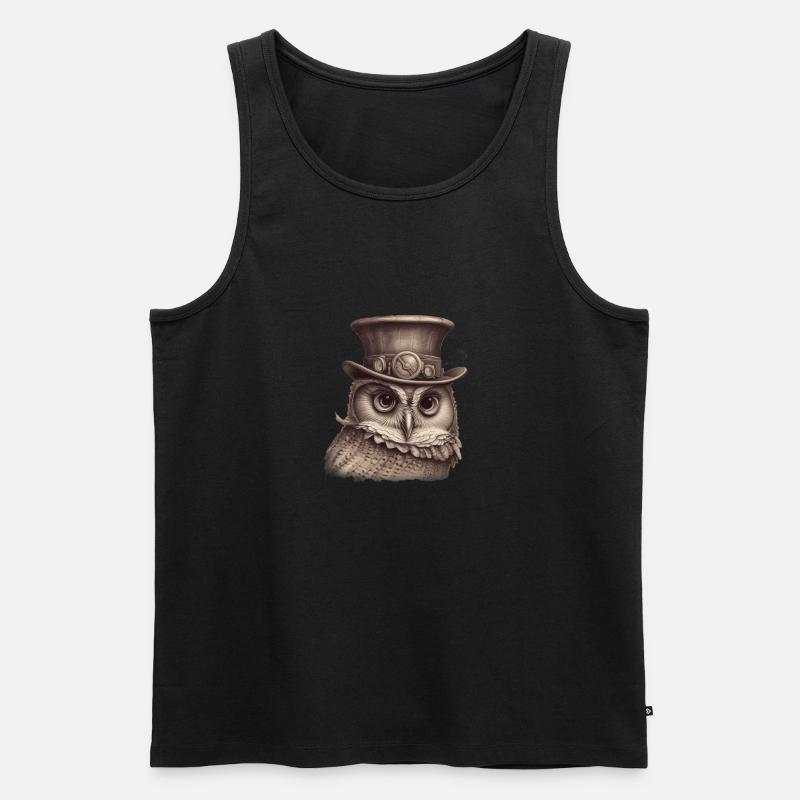 Steampunk Eule 1 - Männer Premium Bio Tank Top - Schwarz