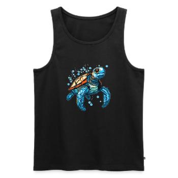 Turtle dans les graphismes de jeu rétro 8 bits - Débardeur bio Premium Homme - noir - Devant - AI Model Male 178 light (178cm)