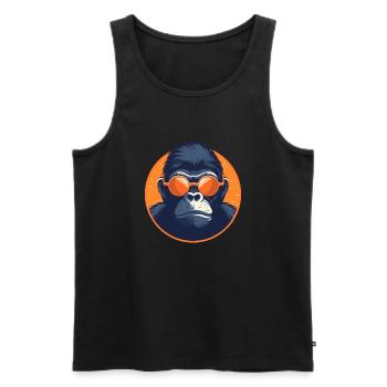 Gorilla with sunglasses, monkey, primate - Men's Premium Organic Tank Top - black - Front - AI Model Male 178 light (178cm)