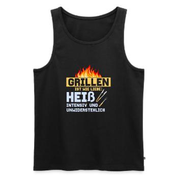 Grillen ist wie Liebe BBQ Griller Grill - Männer Premium Bio Tank Top - Schwarz - Vorne - Michal (187cm)
