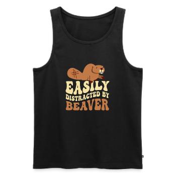 Easily Distracted By Beaver Animal Rodent - Men's Premium Organic Tank Top - black - Front - AI Model Male 178 light (178cm)