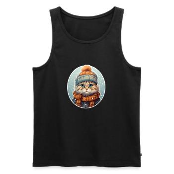 Cat in winter - Men's Premium Organic Tank Top - black - Front - Michal (187cm)