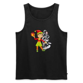 Glückliche Elfe mit einem Geschenk - Männer Premium Bio Tank Top - Schwarz - Vorne - Michal (187cm)