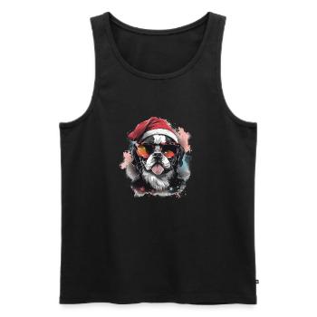 French Bulldog Christmas Dog in the Snow - Men's Premium Organic Tank Top - black - Front - AI Model Male 178 light (178cm)