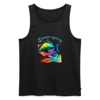 Ocean Spirit. Poisson coloré - Débardeur bio Premium Homme - noir - Devant - Michal (187cm)