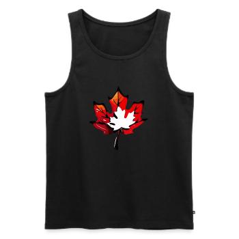 Feuille d’érable / Automne / Feuillage / Forêt / Nature - Débardeur bio Premium Homme - noir - Devant - AI Model Male 178 light (178cm)