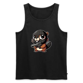 Bobr The Robber - Men's Premium Organic Tank Top - black - Front - AI Model Male 178 light (178cm)