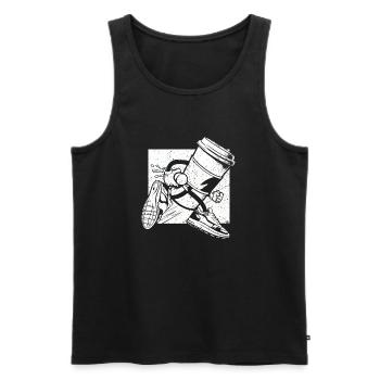 Coffee Junkie: Fun Design for Coffee-to-Go - Men's Premium Organic Tank Top - black - Front - AI Model Male 178 light (178cm)