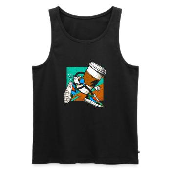 Coffee Junkie: Fun Design for Coffee-to-Go - Men's Premium Organic Tank Top - black - Front - AI Model Male 178 light (178cm)