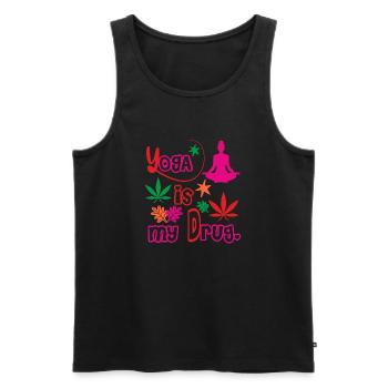 Yoga is my drug - Men's Premium Organic Tank Top - black - Front - AI Model Male 178 light (178cm)