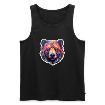 Bear psychedelic and colorful - Men's Premium Organic Tank Top - black - Front - AI Model Male 178 light (178cm)