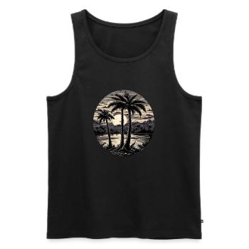 Plage / Île / Vacances / Été / Soleil / Mer - Débardeur bio Premium Homme - noir - Devant - Michal (187cm)