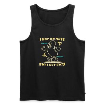 Lustiger Spruch - I may be nuts but I got guts - Men's Premium Organic Tank Top - black - Front - AI Model Male 178 light (178cm)