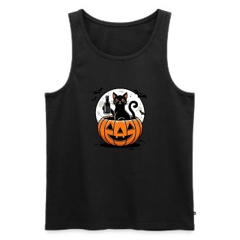 Just Waiting for Halloween Black Cat - Men's Premium Organic Tank Top - black - Front - Michal (187cm)
