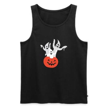 3 Geister in einem Kürbis - Männer Premium Bio Tank Top - Schwarz - Vorne - Michal (187cm)