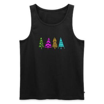 Illustration d’arbre de Noël coloré - Débardeur bio Premium Homme - noir - Devant - Michal (187cm)