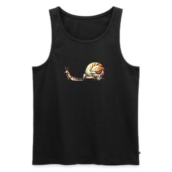 Escargot avec caravane – Le Slow Travel comme art - Débardeur bio Premium Homme - noir - Devant - AI Model Male 178 light (178cm)
