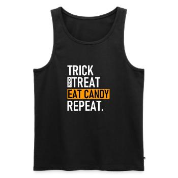 Trick or Treat - Halloween - Mangez des bonbons - Répétez - Débardeur bio Premium Homme - noir - Devant - Michal (187cm)