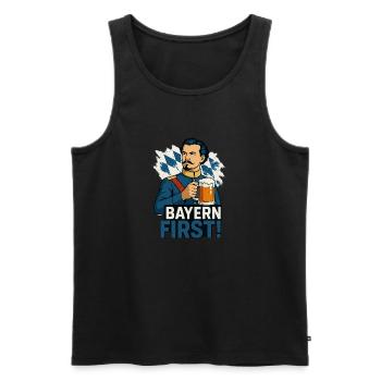 Bayern First – Bier & Heimat Stolz Design - Männer Premium Bio Tank Top - Schwarz - Vorne - AI Model Male 178 light (178cm)