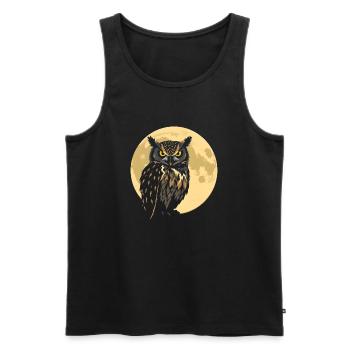 Eule - Männer Premium Bio Tank Top - Schwarz - Vorne - AI Model Male 178 light (178cm)