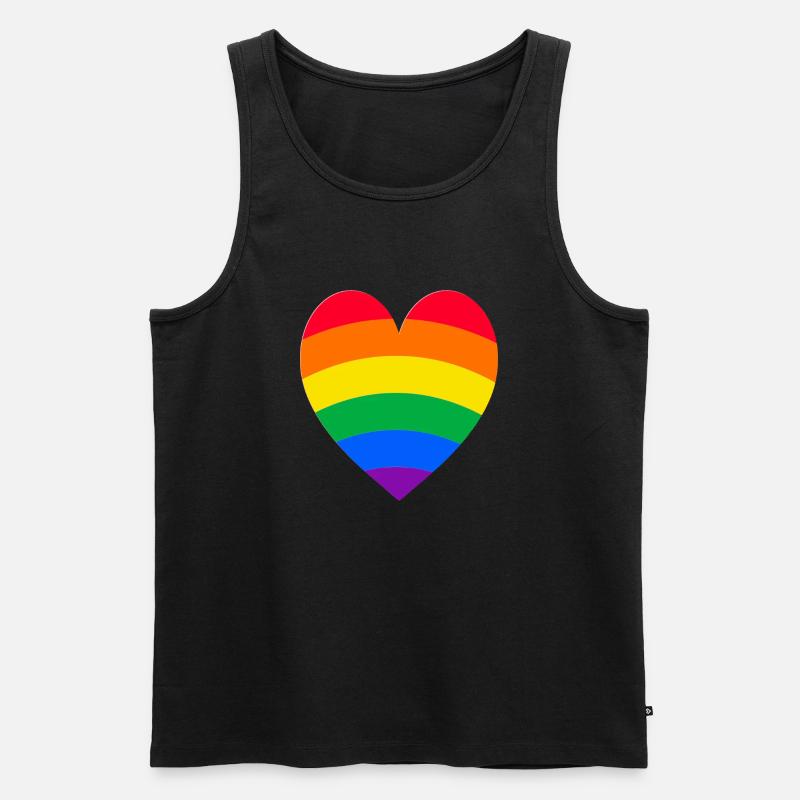 Regenbogen-Herz - Männer Premium Bio Tank Top - Schwarz