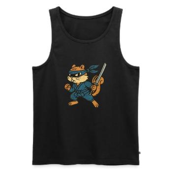 Ninja Chipmunk Guerrier furtif des bois - Débardeur bio Premium Homme - noir - Devant - AI Model Male 178 light (178cm)