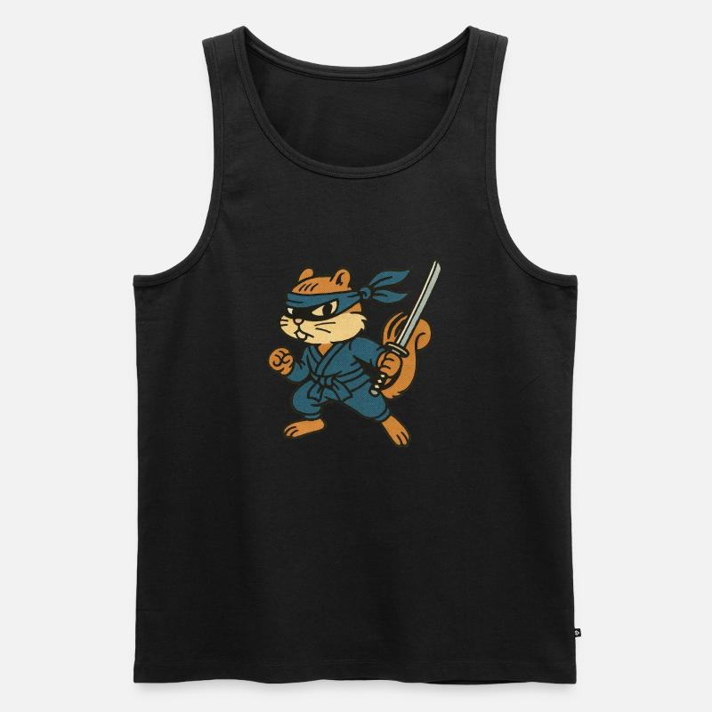 Ninja Chipmunk Verstohlener Waldkrieger - Männer Premium Bio Tank Top - Schwarz