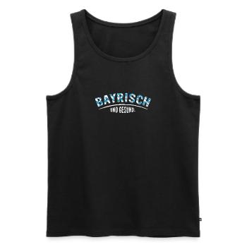 Bayrisch und gsund - Männer Premium Bio Tank Top - Schwarz - Vorne - AI Model Male 178 light (178cm)