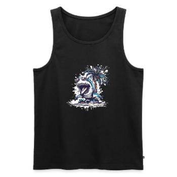 Hai Insel Palme - Männer Premium Bio Tank Top - Schwarz - Vorne - AI Model Male 178 light (178cm)