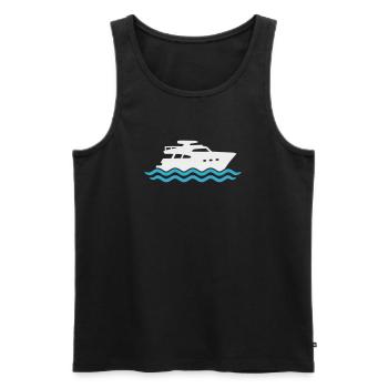 Yacht Silhouette Motorboat - Men's Premium Organic Tank Top - black - Front - AI Model Male 178 light (178cm)