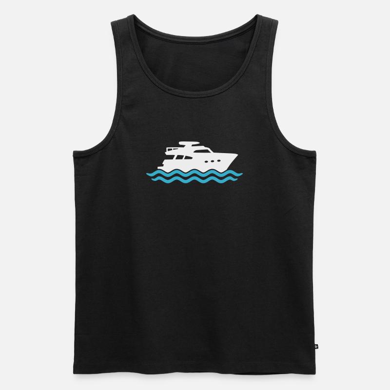 Yacht Silhouette Motorboot - Männer Premium Bio Tank Top - Schwarz