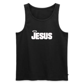 Jesus lettering with halo - Men's Premium Organic Tank Top - black - Front - Michal (187cm)