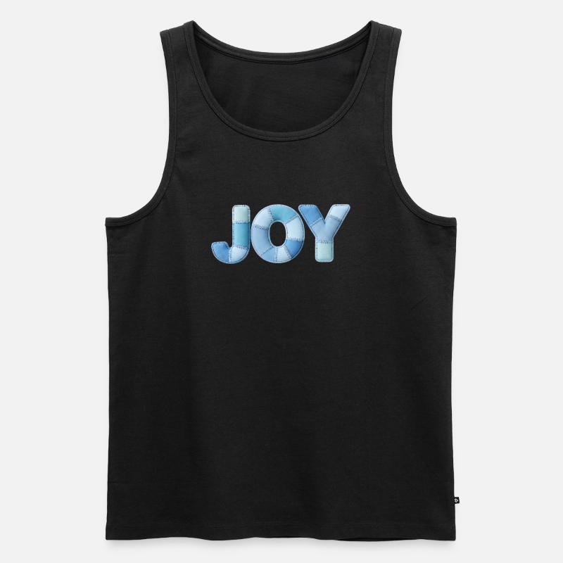 Blue Patchwork Joy Schriftzug - Männer Premium Bio Tank Top - Schwarz