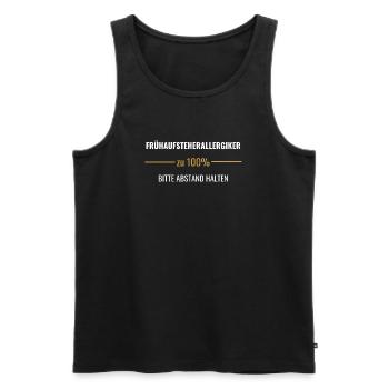 Frühaufsteherallergiker – Bitte Abstand halten - Männer Premium Bio Tank Top - Schwarz - Vorne - AI Model Male 178 light (178cm)