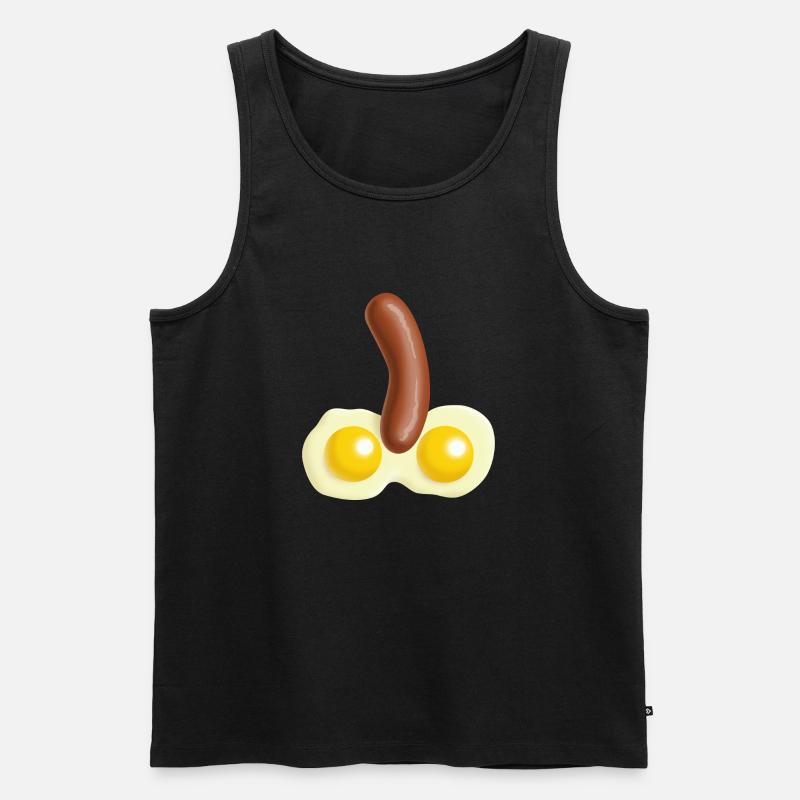 Spiegeleier und Würstchen - Männer Premium Bio Tank Top - Schwarz
