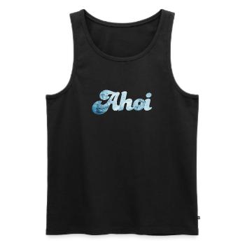Schiff Ahoi Meer Ozean Schnörkelschrift maritim - Männer Premium Bio Tank Top - Schwarz - Vorne - Michal (187cm)