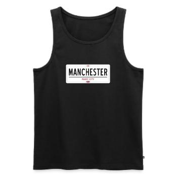 Manchester town sign - Men's Premium Organic Tank Top - black - Front - AI Model Male 178 light (178cm)