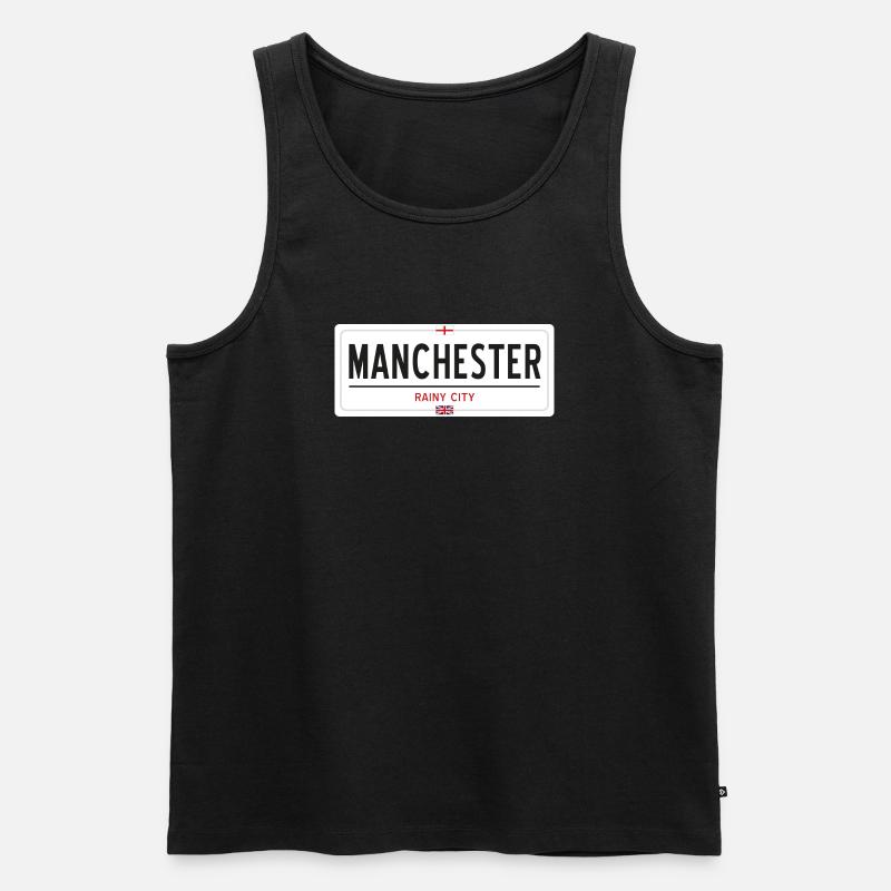 Ortsschild von Manchester - Männer Premium Bio Tank Top - Schwarz