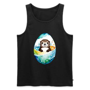 Otter Ostern Wasserfarben - Männer Premium Bio Tank Top - Schwarz - Vorne - Michal (187cm)